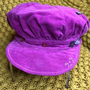 deux par deux magenta velour newsboy hat size 8